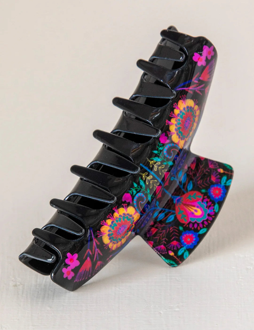 Natural Life Everyday Claw Clip - Black Folk Flower - Lace and Grace Boutique