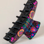 Natural Life Everyday Claw Clip - Black Folk Flower - Lace and Grace Boutique