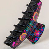 Natural Life Everyday Claw Clip - Black Folk Flower - Lace and Grace Boutique