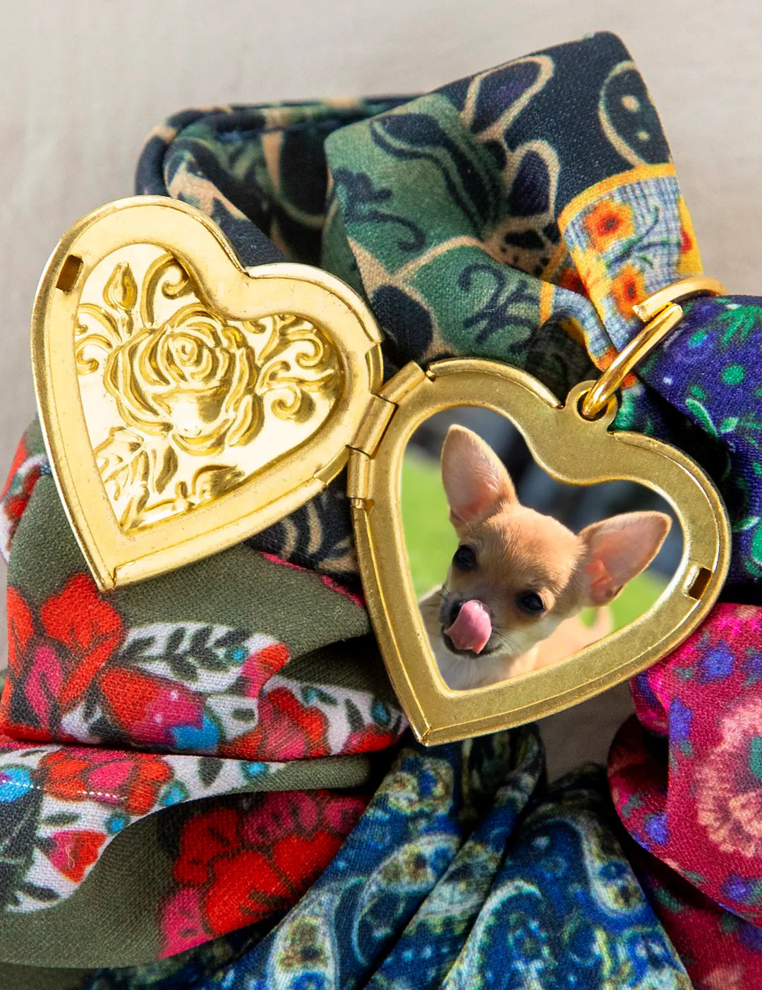 Natural Life Locket Scrunchie - Bright Patchwork - Lace and Grace Boutique