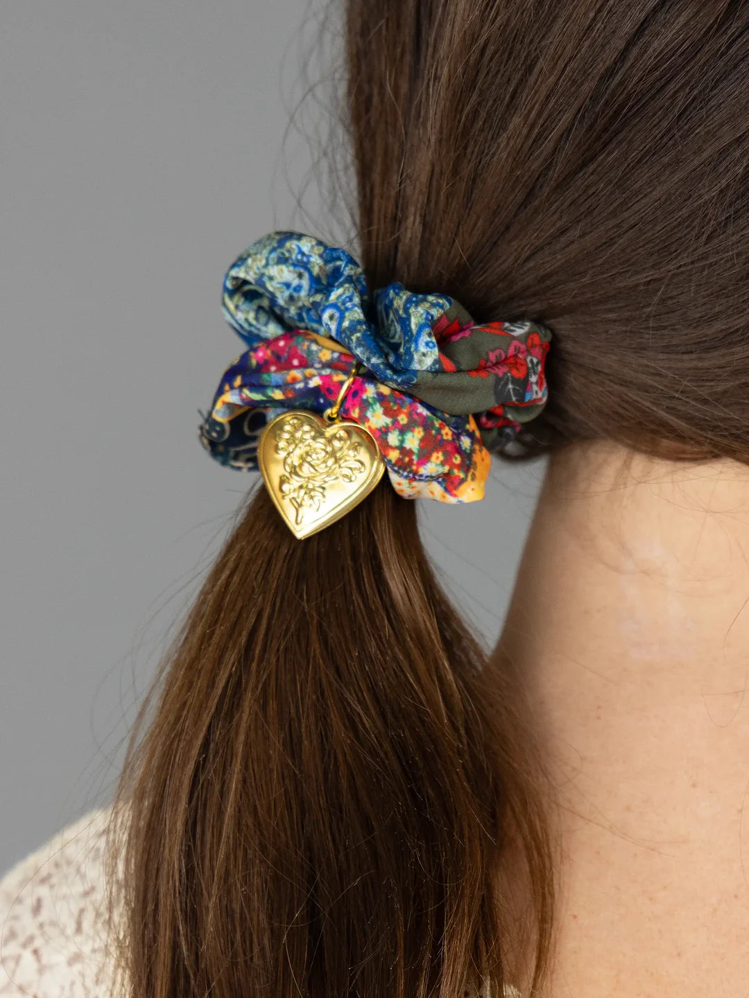 Natural Life Locket Scrunchie - Bright Patchwork - Lace and Grace Boutique