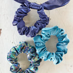 Natural Life Mixed Print Bow Scrunchies, Set of 3 - Blue - Lace and Grace Boutique