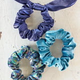Natural Life Mixed Print Bow Scrunchies, Set of 3 - Blue - Lace and Grace Boutique