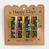 Natural Life Happy Clips, Set of 4 - Live Happy Floral