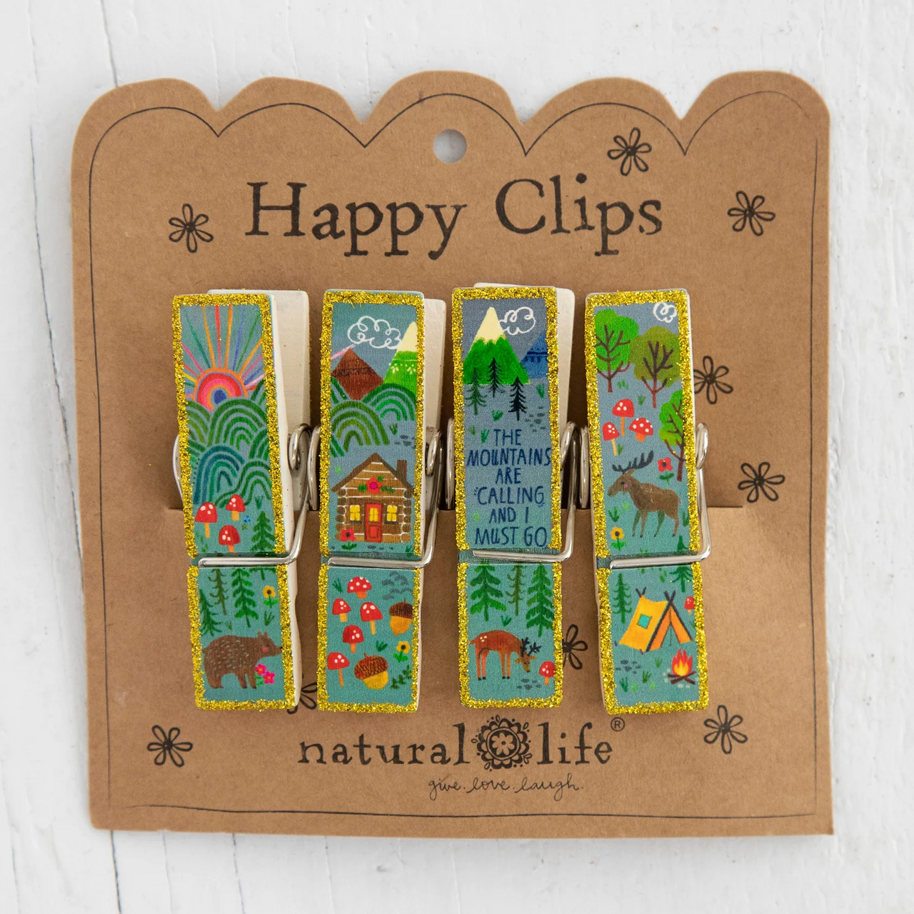 Natural Life Happy Bag Clips - Mountains Are Calling - Lace and Grace Boutique
