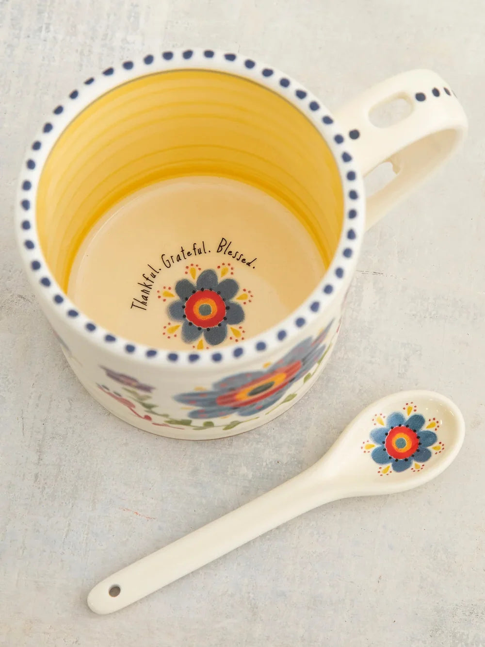 Natural Life Hazel Mug & Spoon Set - Thankful Grateful - Lace and Grace Boutique
