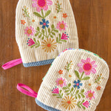 Natural Life Embroidered Mini Oven Mitt Set - Cream