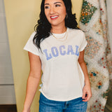 Local Raw Edge Heather Tee - Off White/Blue