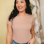 Ribbed Basic Short Sleeve Top - Ginger - Lace and Grace Boutique