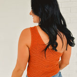Crochet Knit One Shoulder Crop Top - Rust