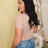 Ribbed Basic Short Sleeve Top - Ginger - Lace and Grace Boutique