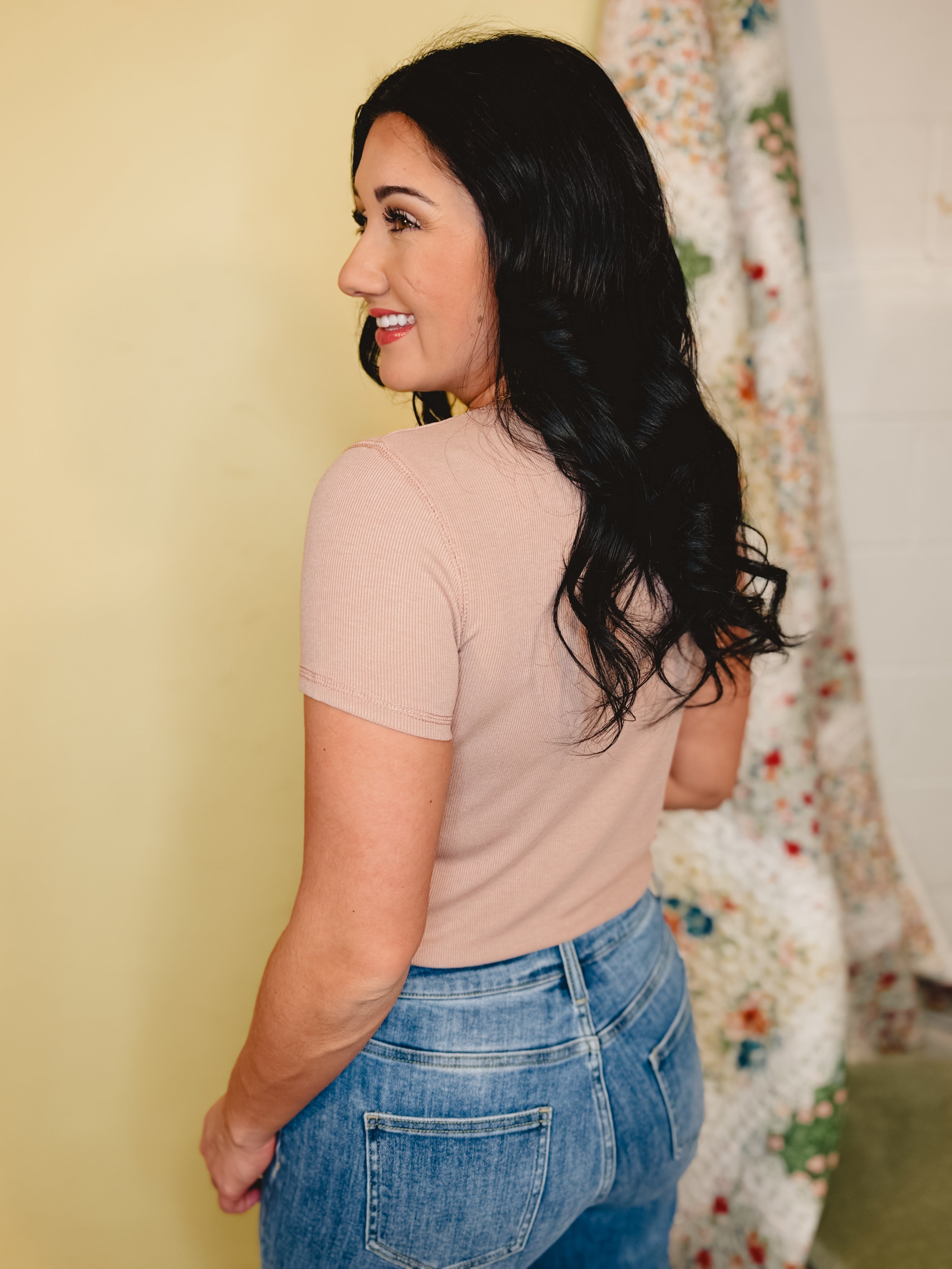 Ribbed Basic Short Sleeve Top - Ginger - Lace and Grace Boutique