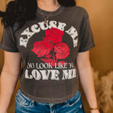 You Look Like You Love Me Cropped Tee - Charcoal