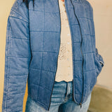 Quilted Cotton Jacket - Denim Blue