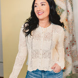 Multi-Crochet Button-Up Sweater - Natural