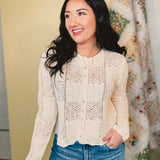 Multi-Crochet Button-Up Sweater - Natural