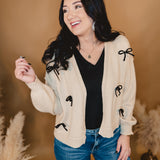 Bow Patch Cardigan - Latte