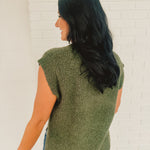 Oversized Side Slit Sweater Vest - Dark Olive - Lace and Grace Boutique