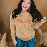 Western Vintage Washed Distressed Sweatshirt - Taupe