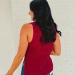 Button-Up V-Neck Sweater Vest - Cabernet - Lace and Grace Boutique