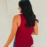 Button-Up V-Neck Sweater Vest - Cabernet - Lace and Grace Boutique