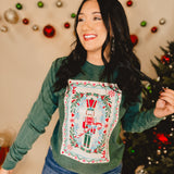 Nutcracker Playing Card Long Sleeve Tee - Pine Green