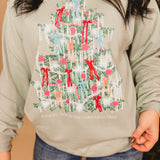 Christmas Tinsel Tree Sweatshirt - Sage Green