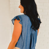 Pleated Tie-Up Denim Top