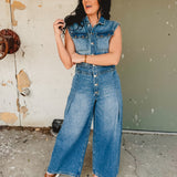 Denim Tailored Jumpsuit - Light Wash