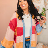 Colorblock Quilted Sweater Knit Cardigan - Sunkist Combo