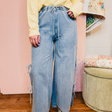 Denim Side Bow Tie Pants