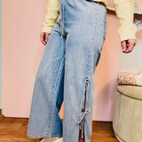 Denim Side Bow Tie Pants