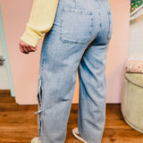 Denim Side Bow Tie Pants