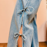 Denim Side Bow Tie Pants