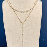 Layered Pearl Chain & Lariat Necklace - Lace and Grace Boutique
