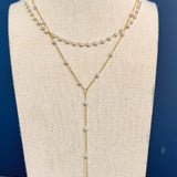 Layered Pearl Chain & Lariat Necklace - Lace and Grace Boutique
