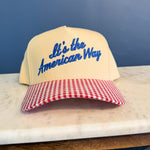 C.C American Way Embroidered Plaid Baseball Cap - Lace and Grace Boutique