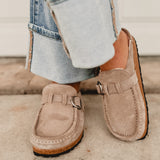 Birkenstock Buckley Suede Leather Shearling Clog - Stone Coin
