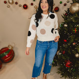 Polka Dot Crewneck Sweater - Ivory Multi