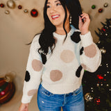 Polka Dot Crewneck Sweater - Ivory Multi