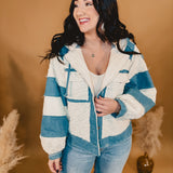 Vintage Wash Color Blocked Quilted Jacket - Cream Multi