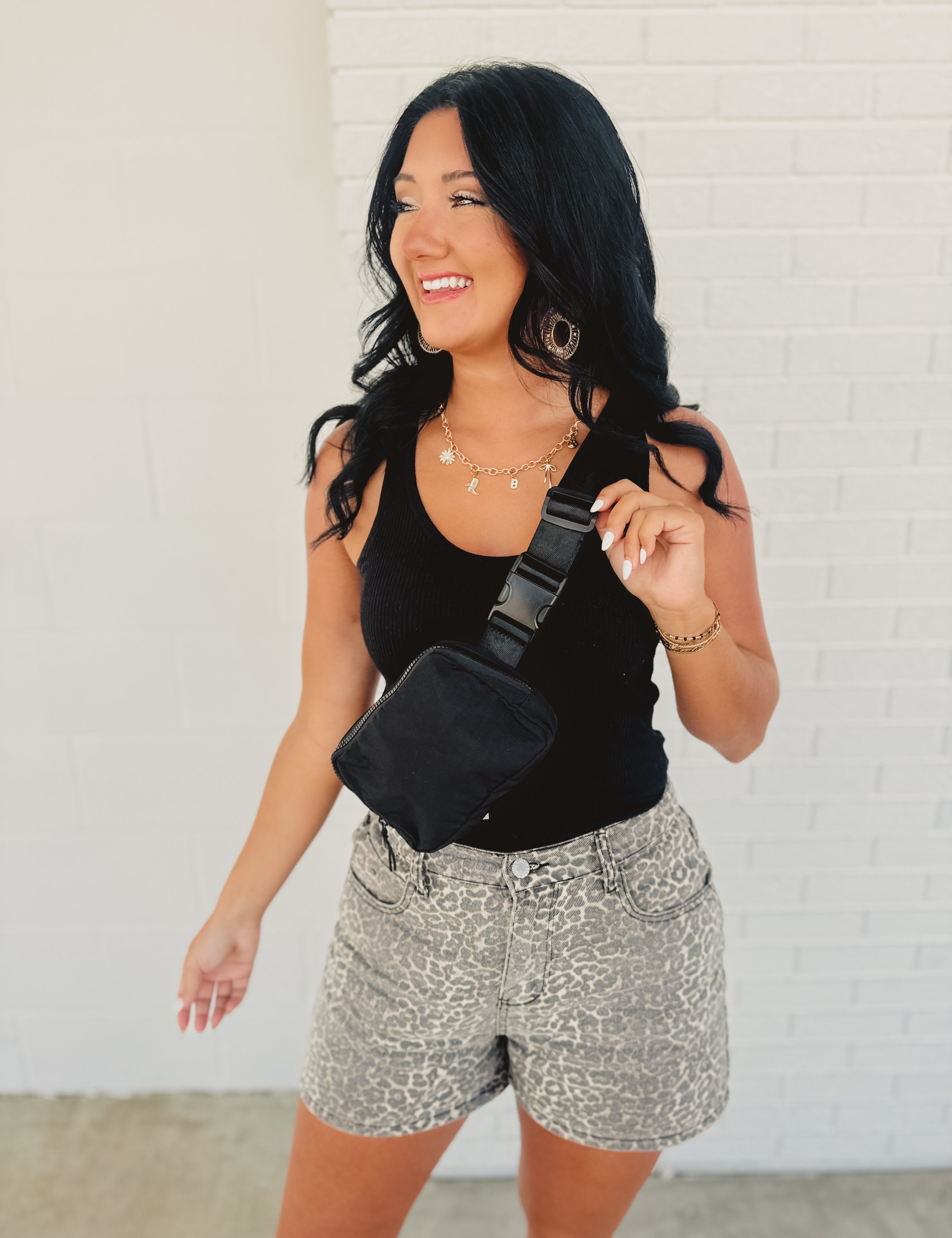 Nylon Belt Bag - Black - Lace and Grace Boutique