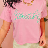 Beachy Relaxed Crop Knit Top - Punch/Teal