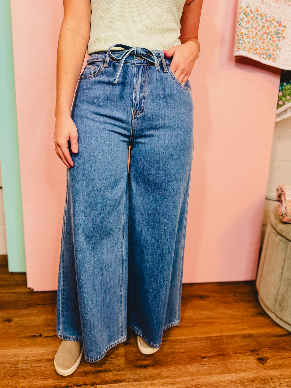 YOKE BELTED WIDE DENIM TROUSERS 24ss