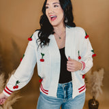 Cherry Vintage Cardigan - White/Red