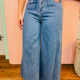Wide Leg Self Belt Denim Pants