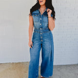 Denim Tailored Jumpsuit - Light Wash