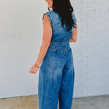 Denim Tailored Jumpsuit - Light Wash