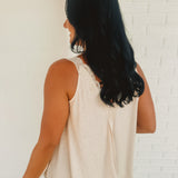 POL Lace Trim Scoop Neck Tank Top – Oatmilk