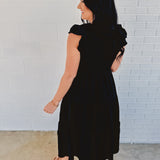 Flutter Sleeve Maxi Dress - Black
